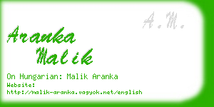 aranka malik business card